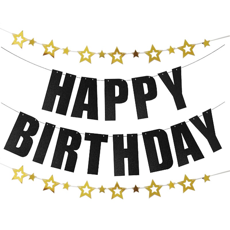 Happy Birthday Banner for Birthday Party Decorations (Star)